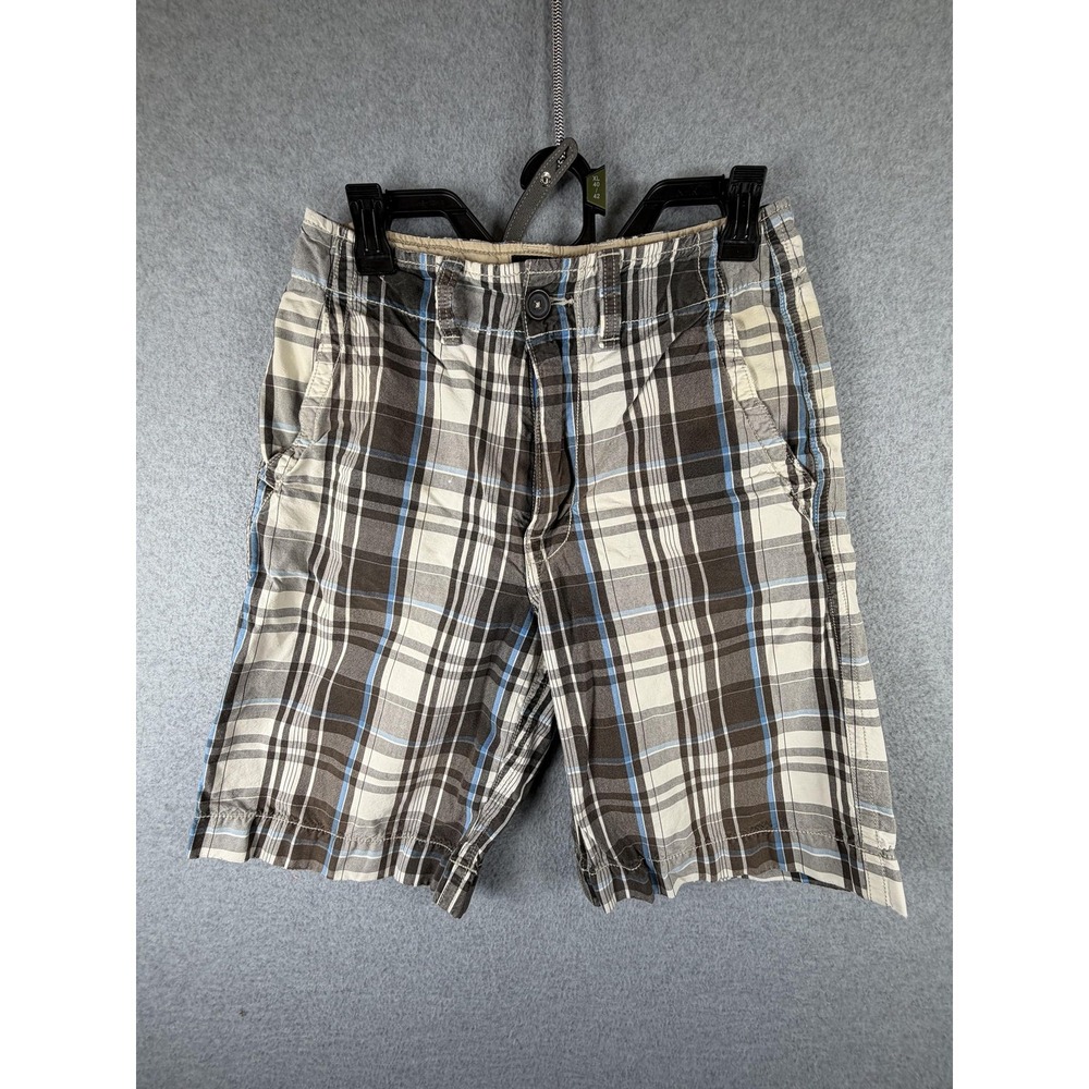 American Eagle Outfitters Shorts Mens 26 Brown Plaid Chino AE Khaki Casual